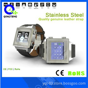Watch mobile cell phone with leather strap